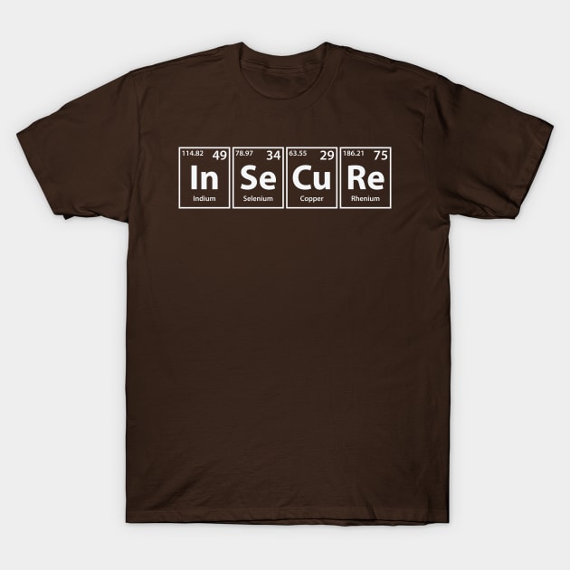 Insecure (In-Se-Cu-Re) Periodic Elements Spelling T-Shirt by cerebrands